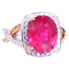 Anillo de diamantes con rubí natural de 5,35 ct Oro de 14 quilates 12442
