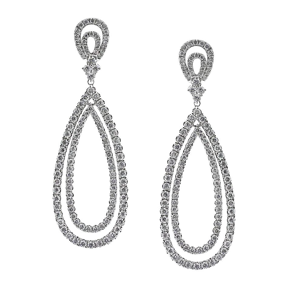 5.35ct Round Brilliant Cut Diamond Teardrop Dangle Earrings