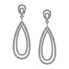 5.35ct Round Brilliant Cut Diamond Teardrop Dangle Earrings