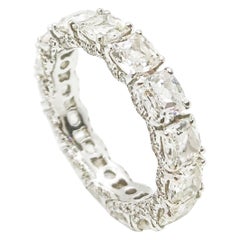 5.36 Carat Cushion Old Diamond Eternity Band by 64Facets in 18 Karat White Gold