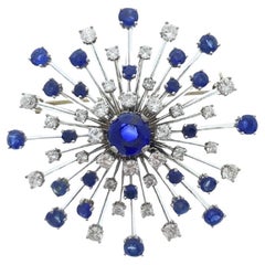 Anhänger aus Platin mit 5,36 Karat GIA-zertifiziertem blauem Saphir und Diamant