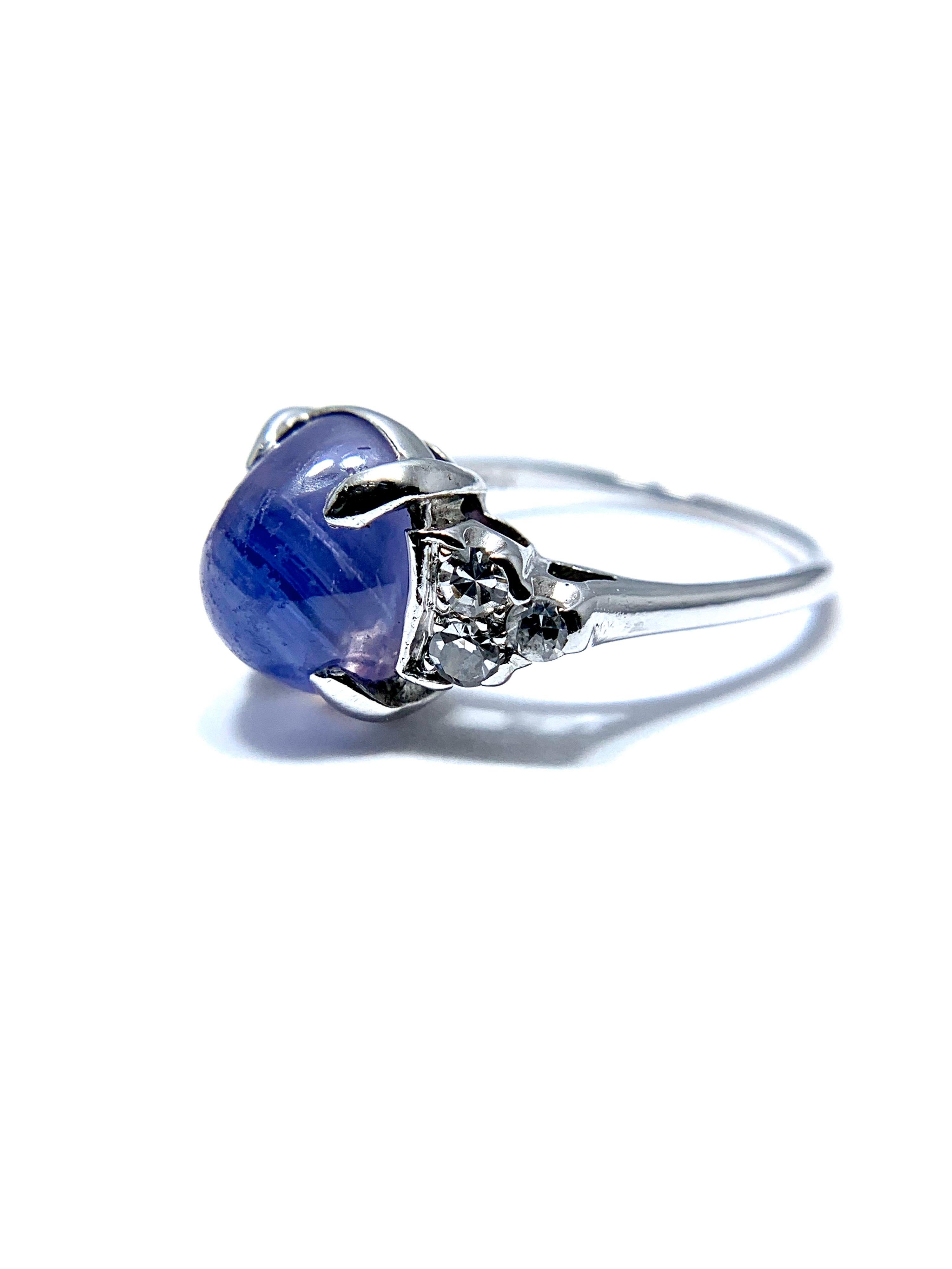 Oval Cut 5.36 Carat Lavander Cabochon Sapphire and Diamond Cocktail Ring