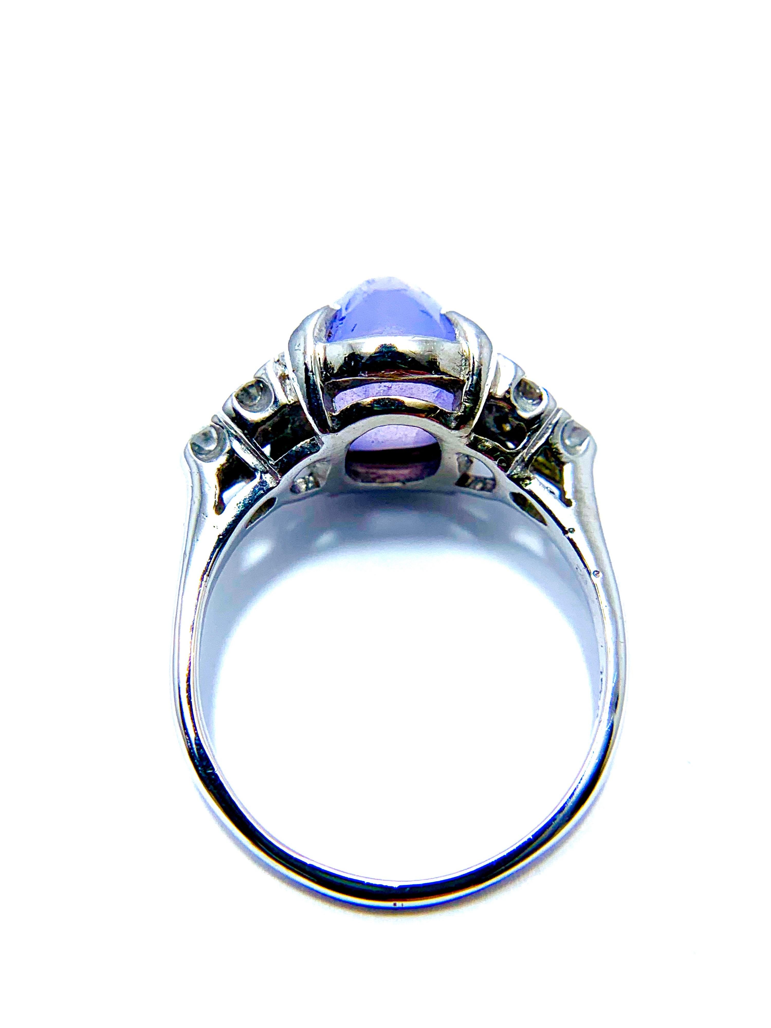 Women's or Men's 5.36 Carat Lavander Cabochon Sapphire and Diamond Cocktail Ring