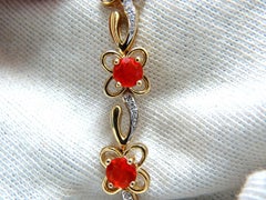 5.36 Carat Natural Mexican Opal Diamond Bracelet 14 Karat Clover