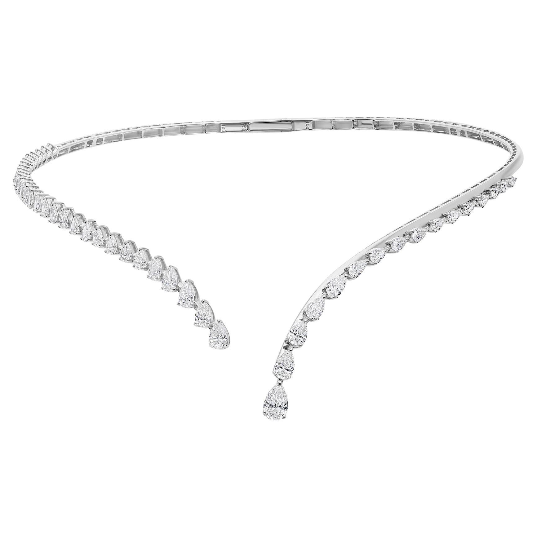 Collana a goccia aperta con diamante naturale da 5,36 carati in oro bianco 14K