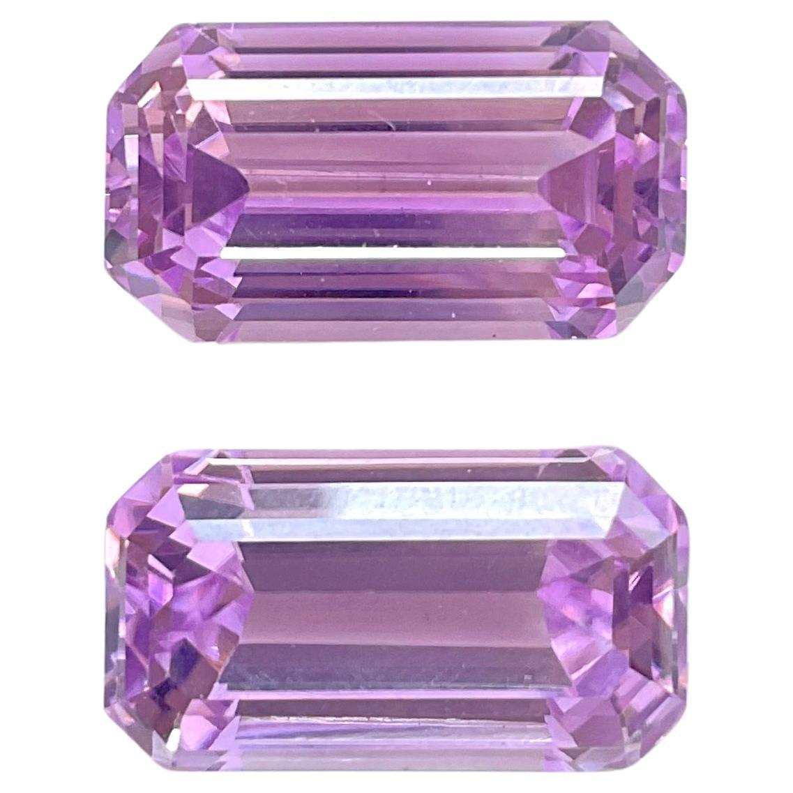 53.60 Carats Pink Kunzite Octagon Pair Natural Cut Stone For Fine Gem Jewellery