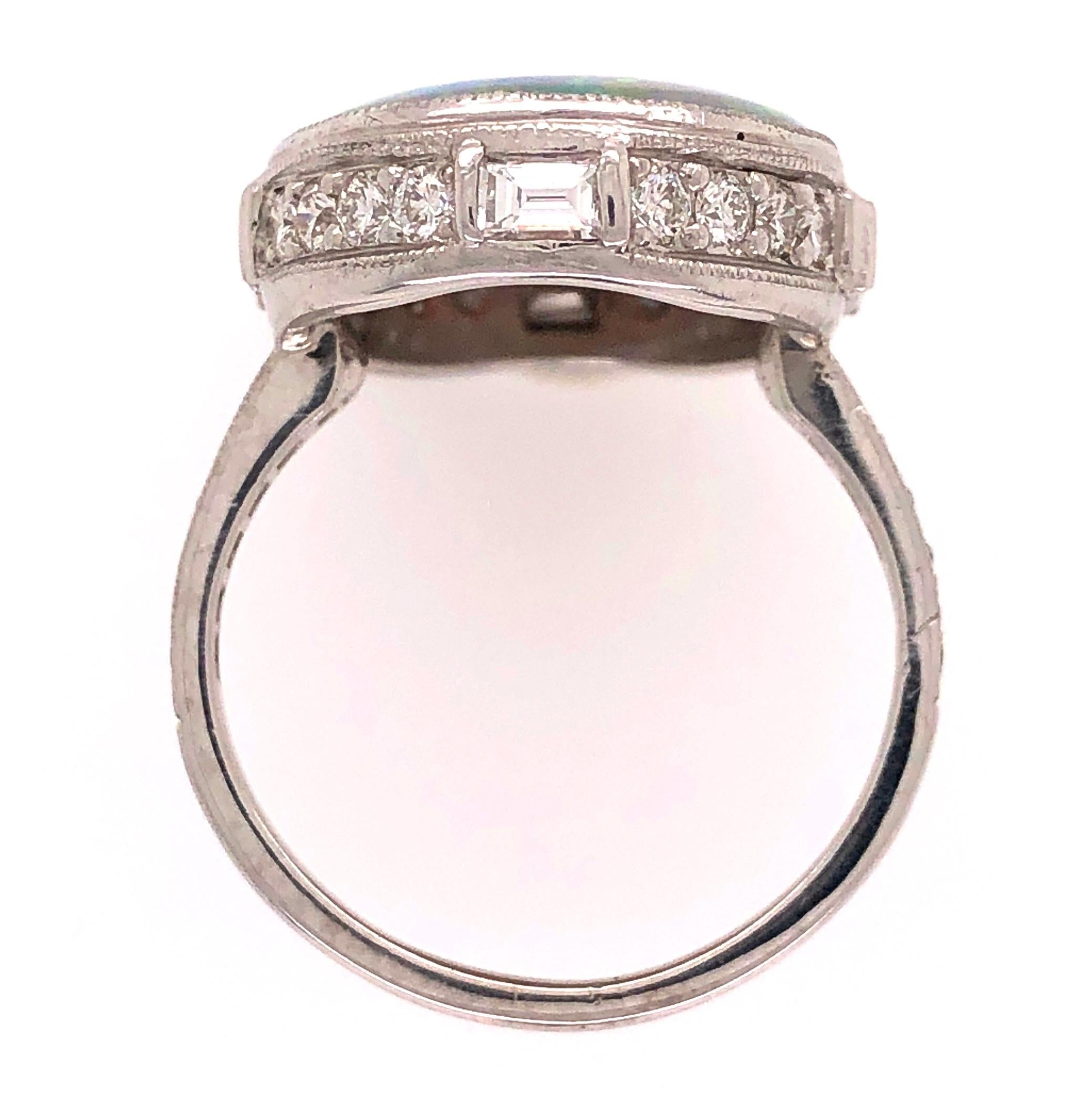 5.37 Carat Dark Gray Opal and Diamond Platinum Ring Estate Fine Jewelry For Sale 1