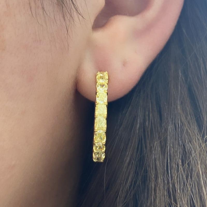 5,37 Karat Ausgefallene gelbe Diamant-Creolen im Zustand „Neu“ in New York, NY