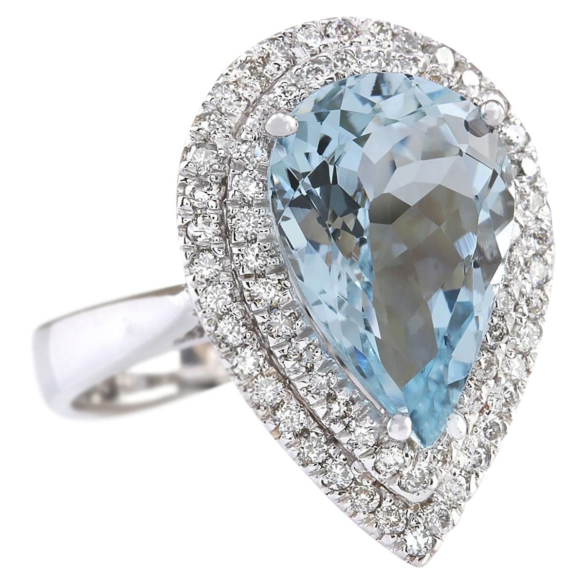 5.37 Carat Natural Aquamarine 14 Karat White Gold Diamond Ring
Stamped: 14K White Gold
Total Ring Weight: 7.5 Grams
Total Natural Aquamarine Weight is 4.62 Carat (Measures: 14.00x10.00 mm)
Color: Blue
Total Natural Diamond Weight is 0.75