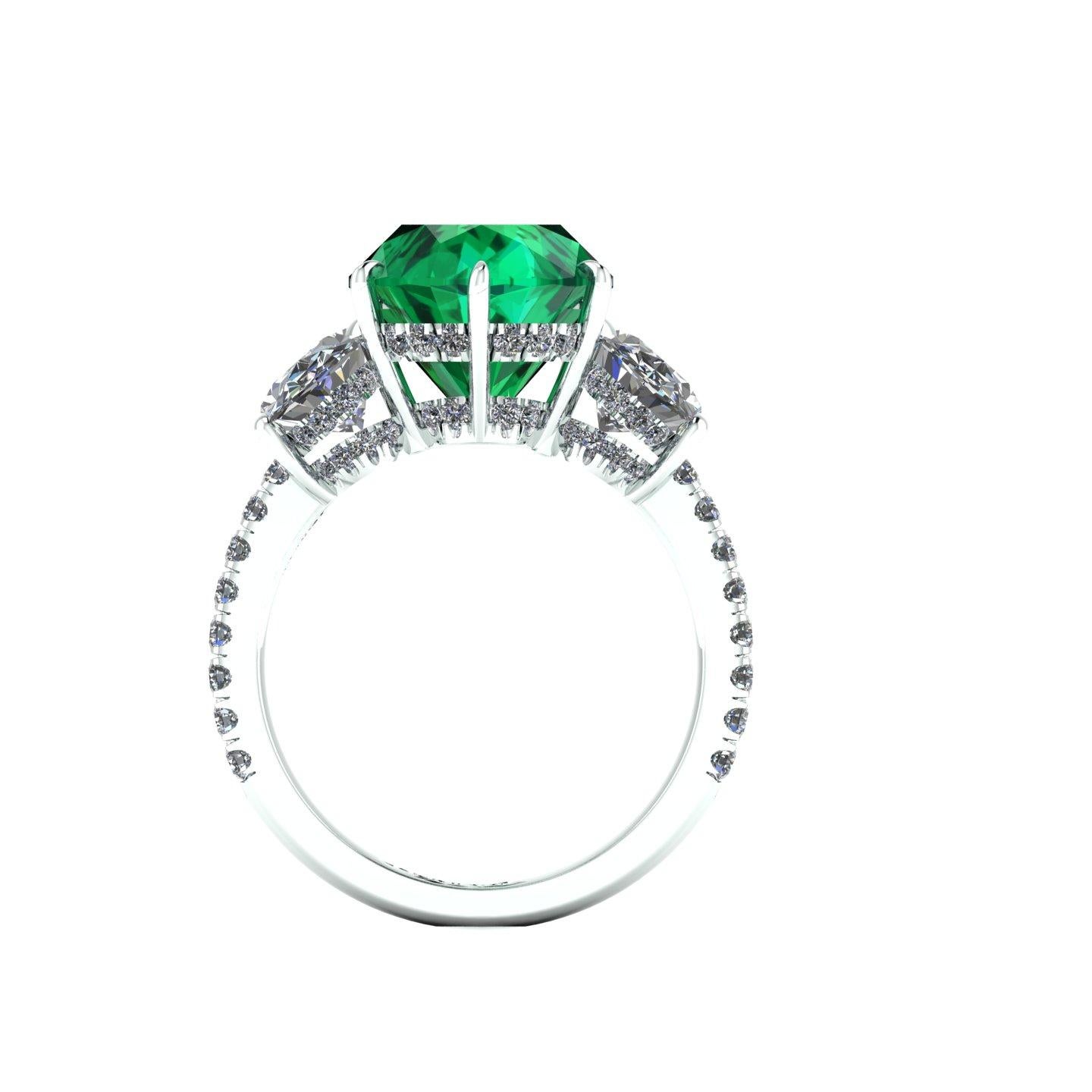 Oval Cut 5.75 Carat Oval Emerald 2 Carat Oval White Diamonds Platinum 950 Ring