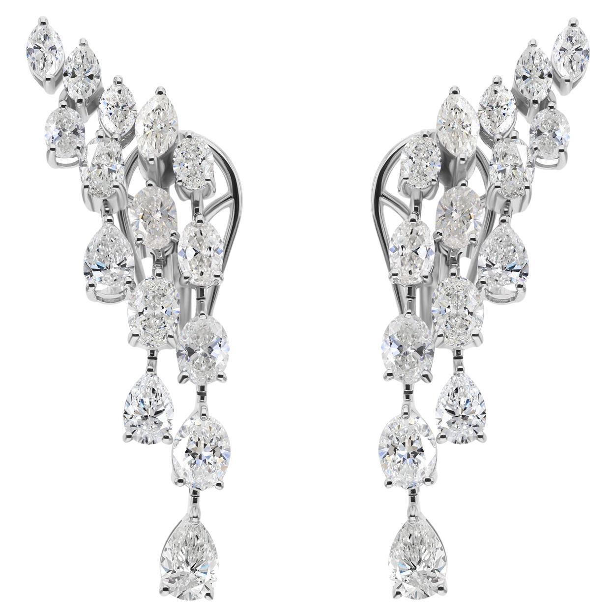 5.37 Carat SI Clarity HI Color Multi Shape Diamond Earrings 18 Karat White Gold