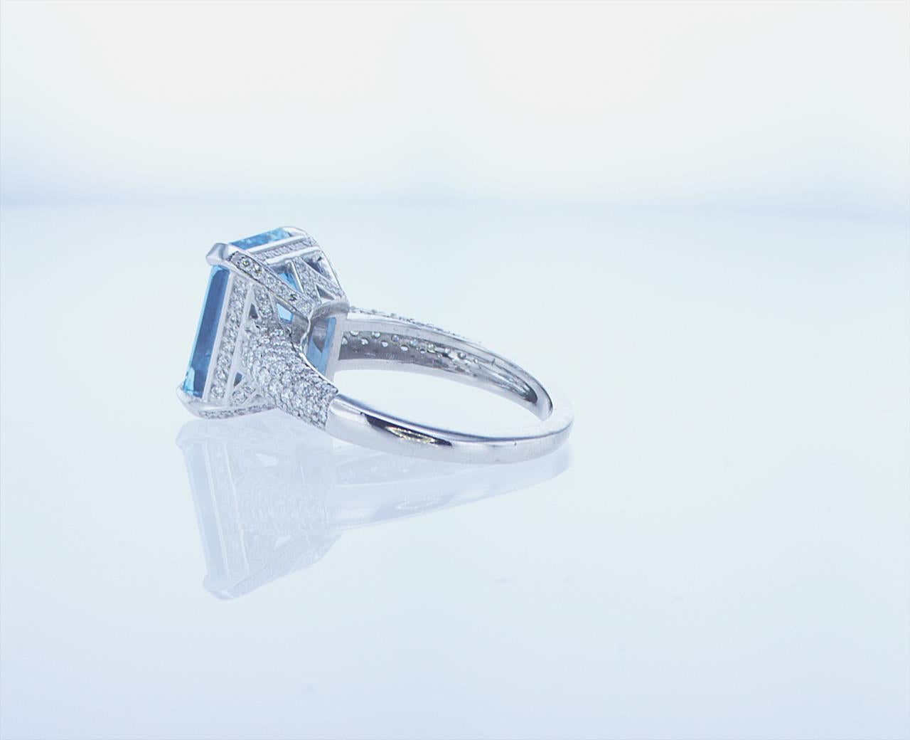5.37 Ct Aqua Cocktail Ring in 18k White Gold with Palladium For Sale 4