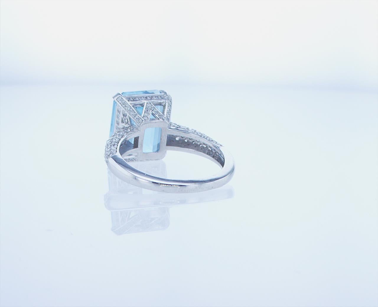 5.37 Ct Aqua Cocktail Ring in 18k White Gold with Palladium For Sale 7