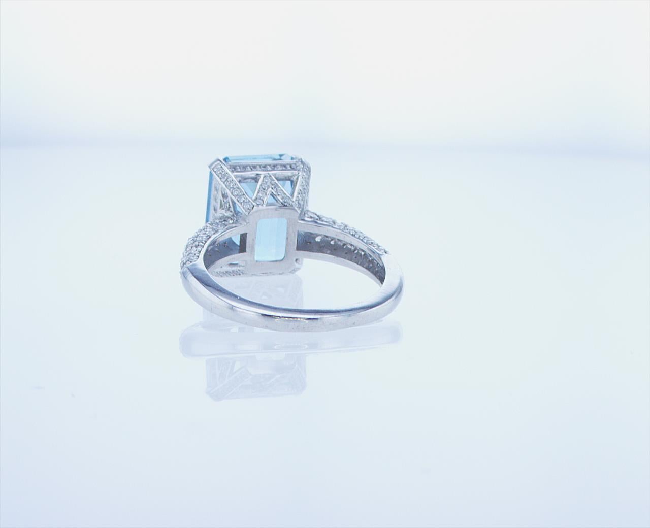 5.37 Ct Aqua Cocktail Ring in 18k White Gold with Palladium For Sale 8