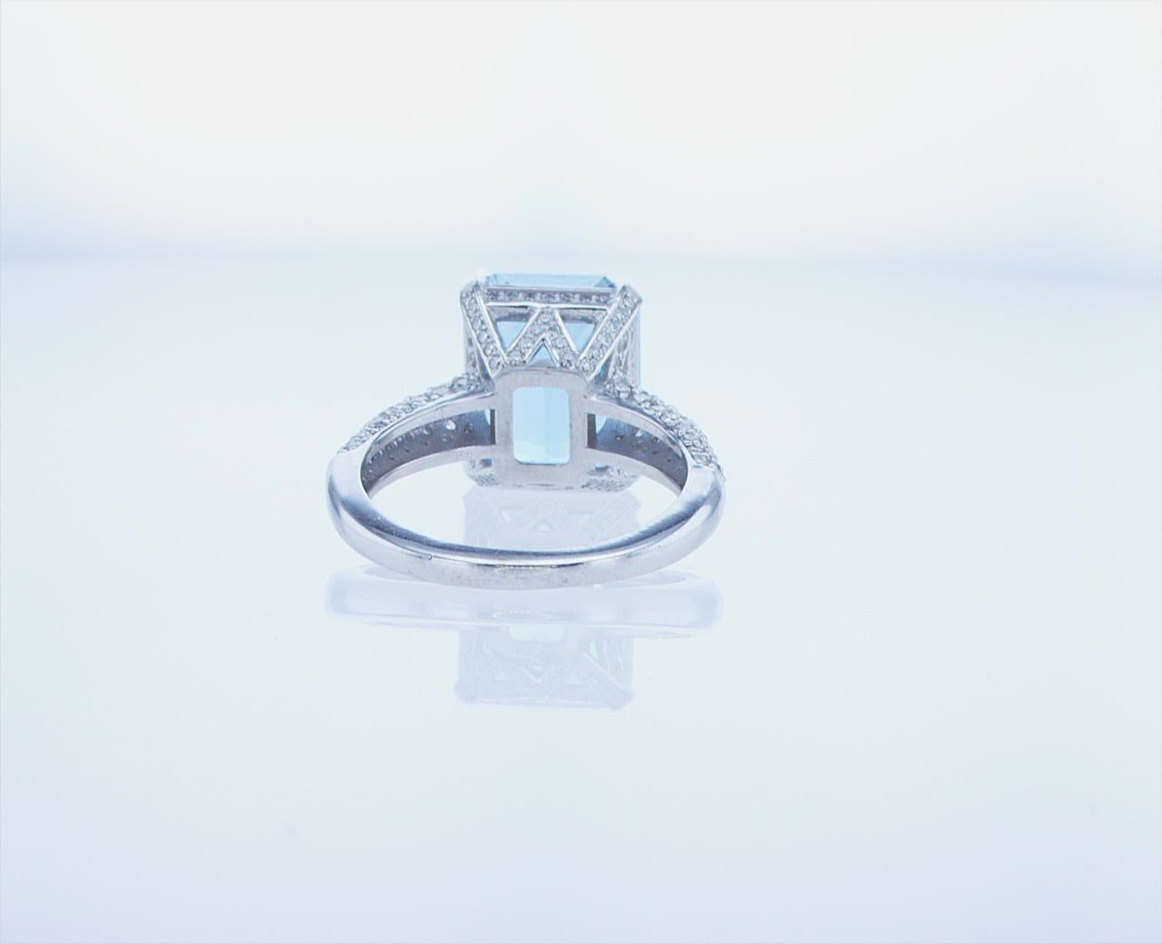 5.37 Ct Aqua Cocktail Ring in 18k White Gold with Palladium For Sale 9