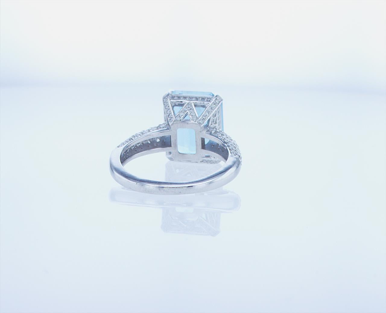 5.37 Ct Aqua Cocktail Ring in 18k White Gold with Palladium For Sale 10