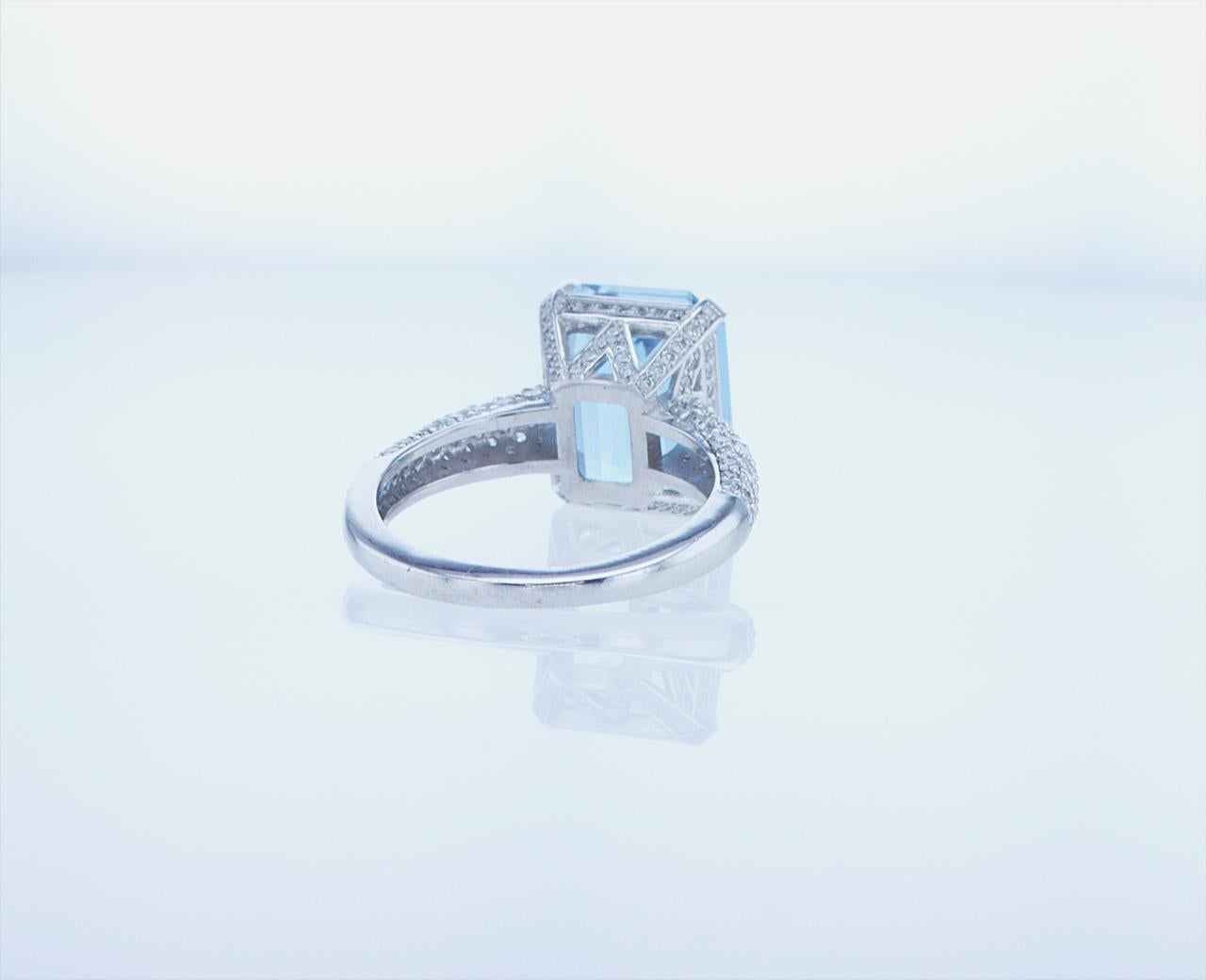 5.37 Ct Aqua Cocktail Ring in 18k White Gold with Palladium For Sale 11