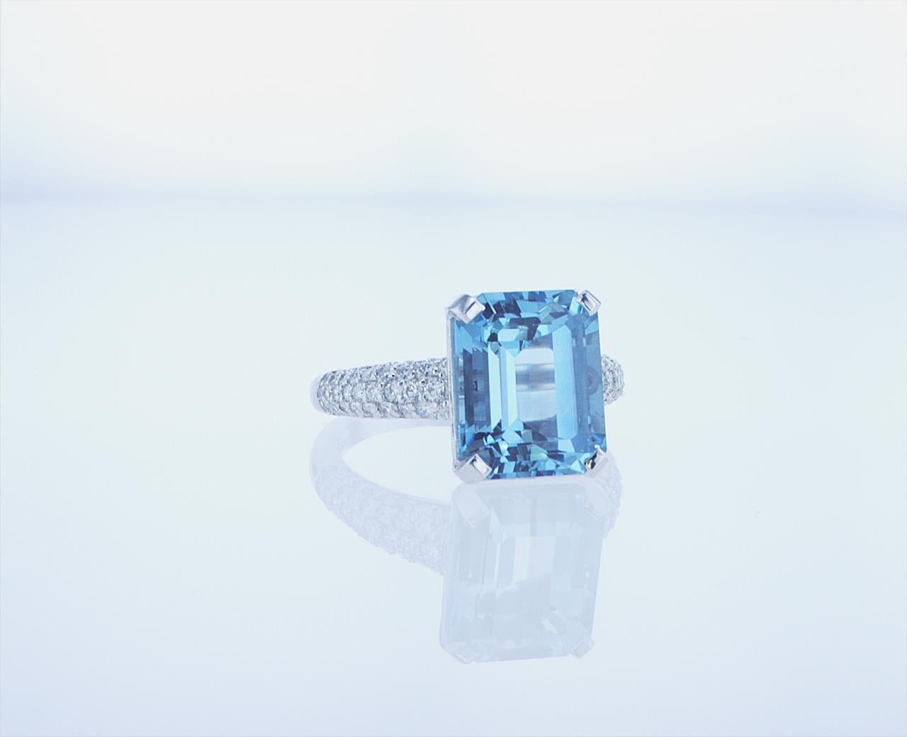 5.37 Ct Aqua Cocktail Ring in 18k White Gold with Palladium For Sale 13