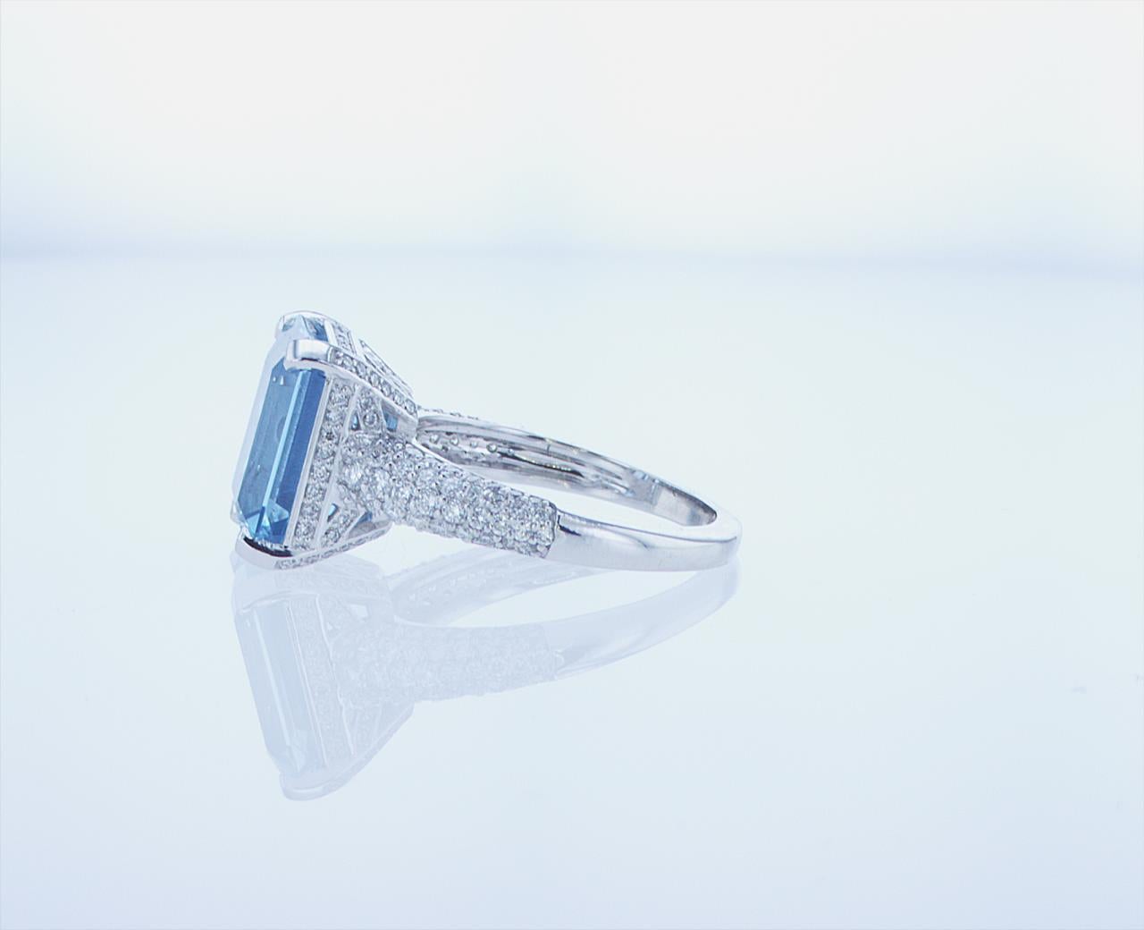 5.37 Ct Aqua Cocktail Ring in 18k White Gold with Palladium For Sale 1