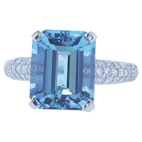 5.37 Ct Aqua Cocktail Ring in 18k White Gold with Palladium For Sale