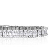 5,37ct Baguette und runder Brillantschliff Diamant-Tennis-Armband in 18k Weiß