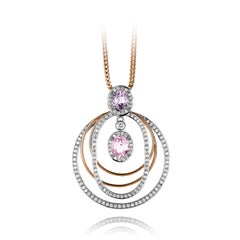 5.37Ct Pink and Purple Sapphire and 1.56Ct Diamond VS-F Pendant Necklace