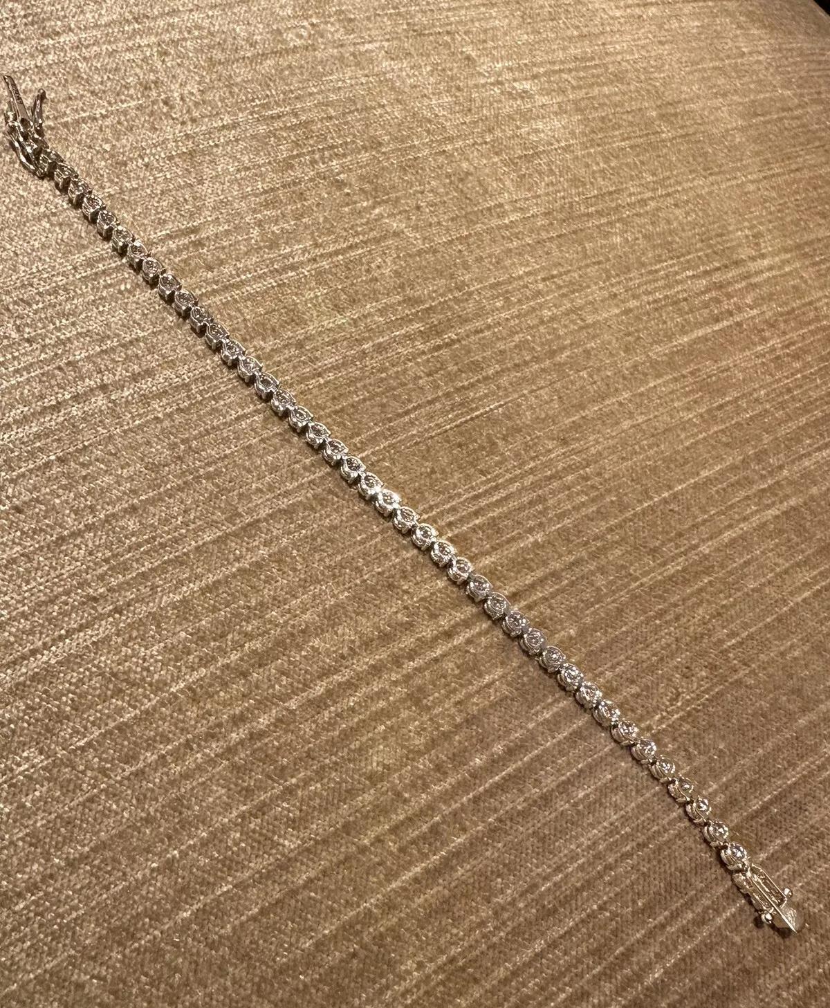 Tennisarmband aus 14k Gelbgold mit 5,37 Karat runden Diamanten, 7 Zoll für Damen oder Herren im Angebot