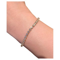 Bracciale tennis con diamanti rotondi da 5,37 carati in oro giallo 14k, 7 pollici