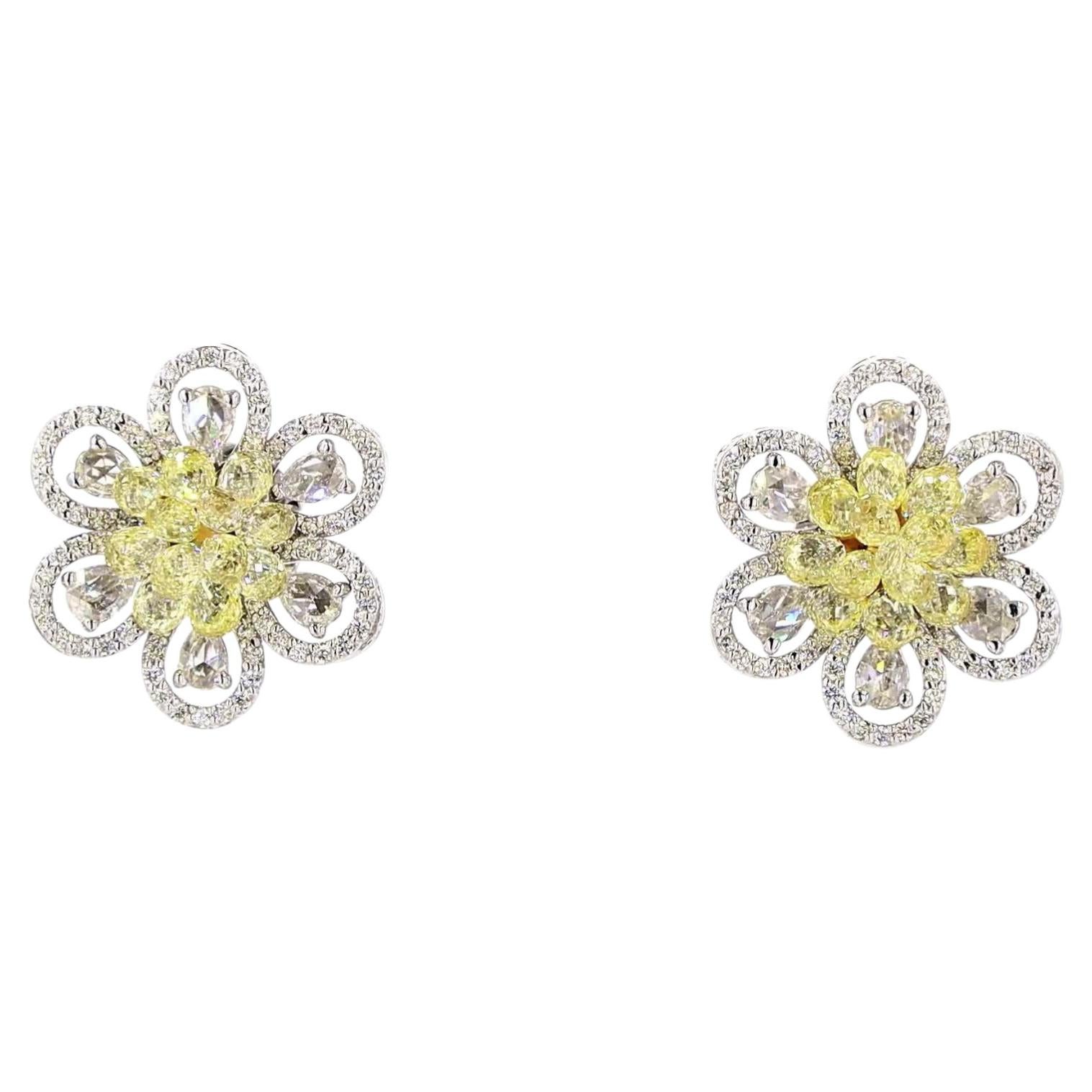 5.38 Carat Briolette Diamond Gold Earrings