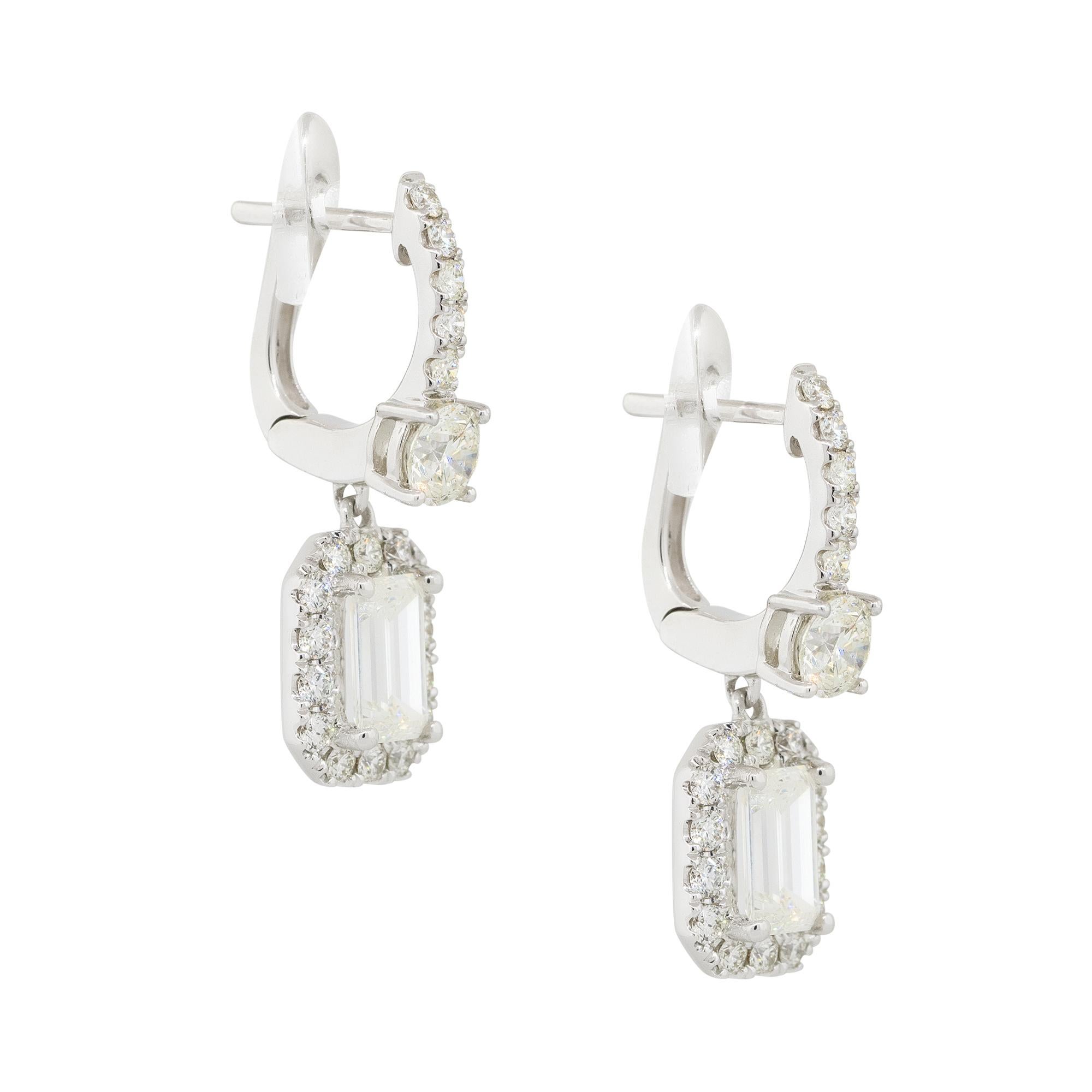 Mixed Cut 5.38 Carat Diamond Pave Cluster Dangle Earrings 18 Karat in Stock For Sale