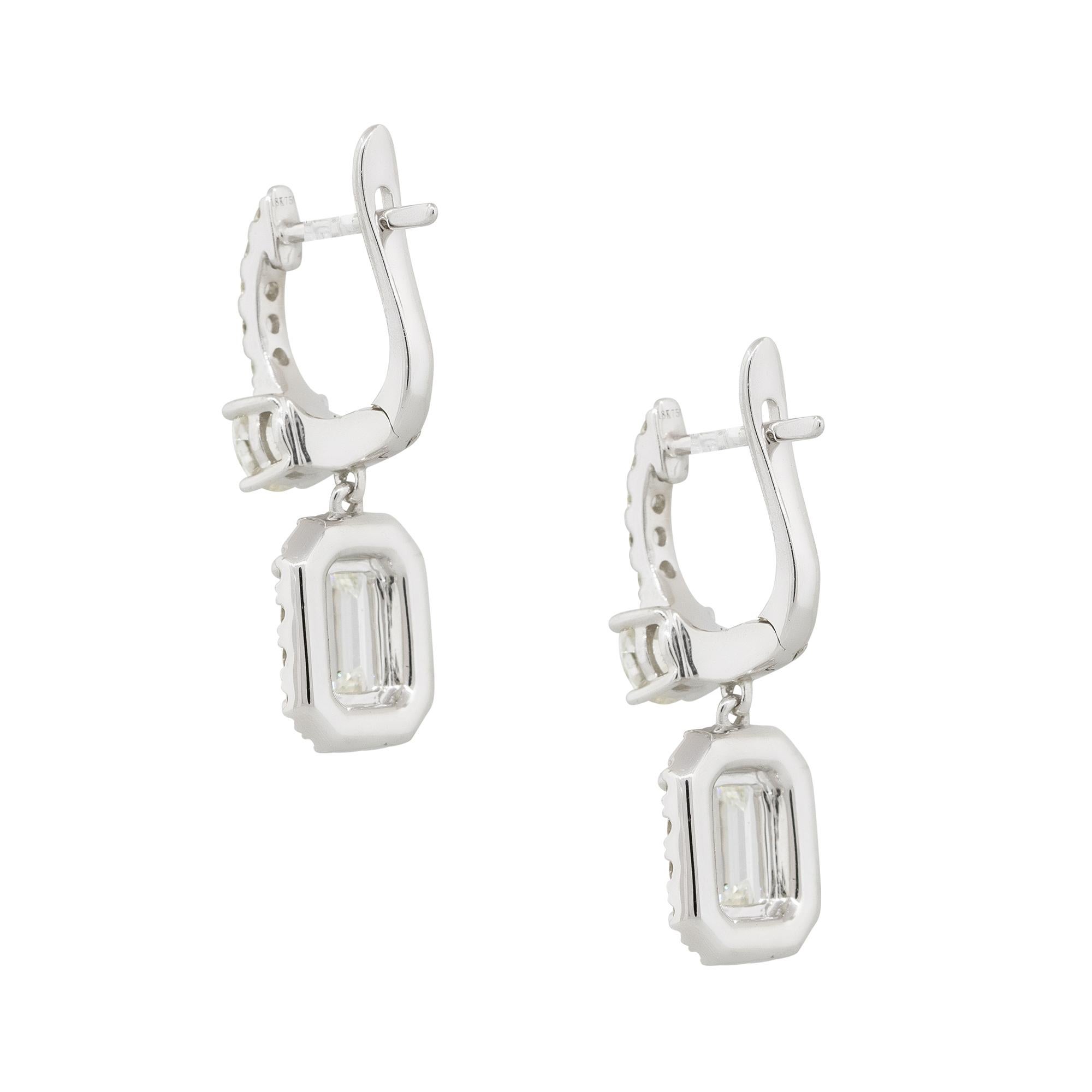 Women's 5.38 Carat Diamond Pave Cluster Dangle Earrings 18 Karat in Stock For Sale