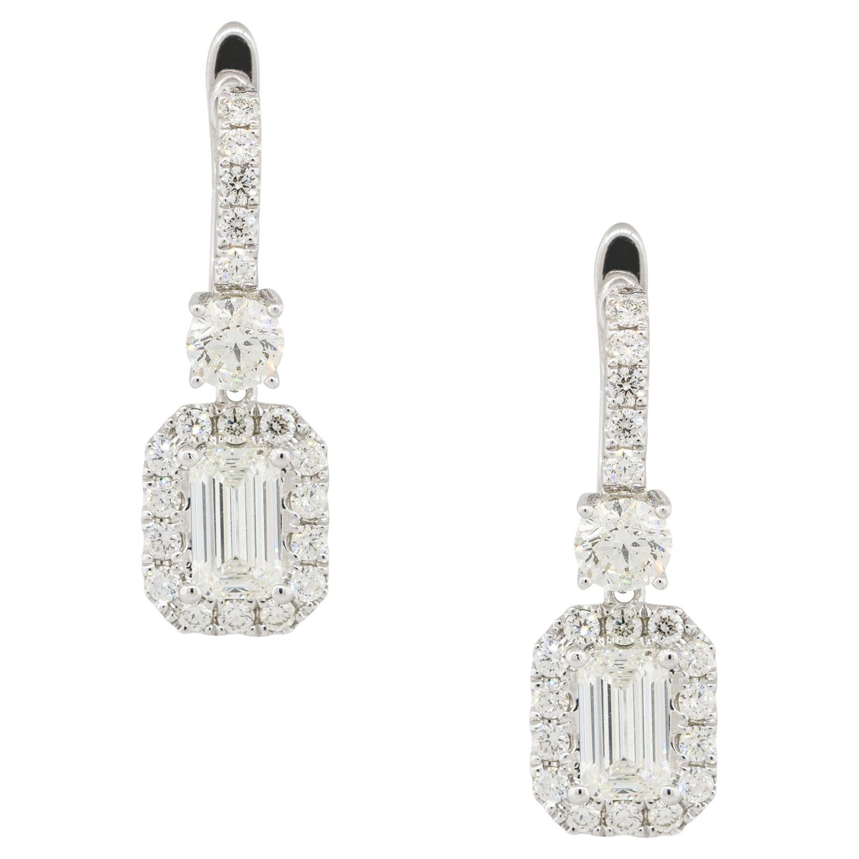 5.38 Carat Diamond Pave Cluster Dangle Earrings 18 Karat in Stock