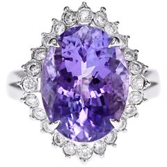 5.38 Carat Tanzanite and Diamond Classic Solitaire Ring