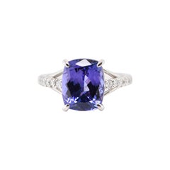 5.38 Carat Tanzanite and Diamond Cocktail Ring Set in Platinum