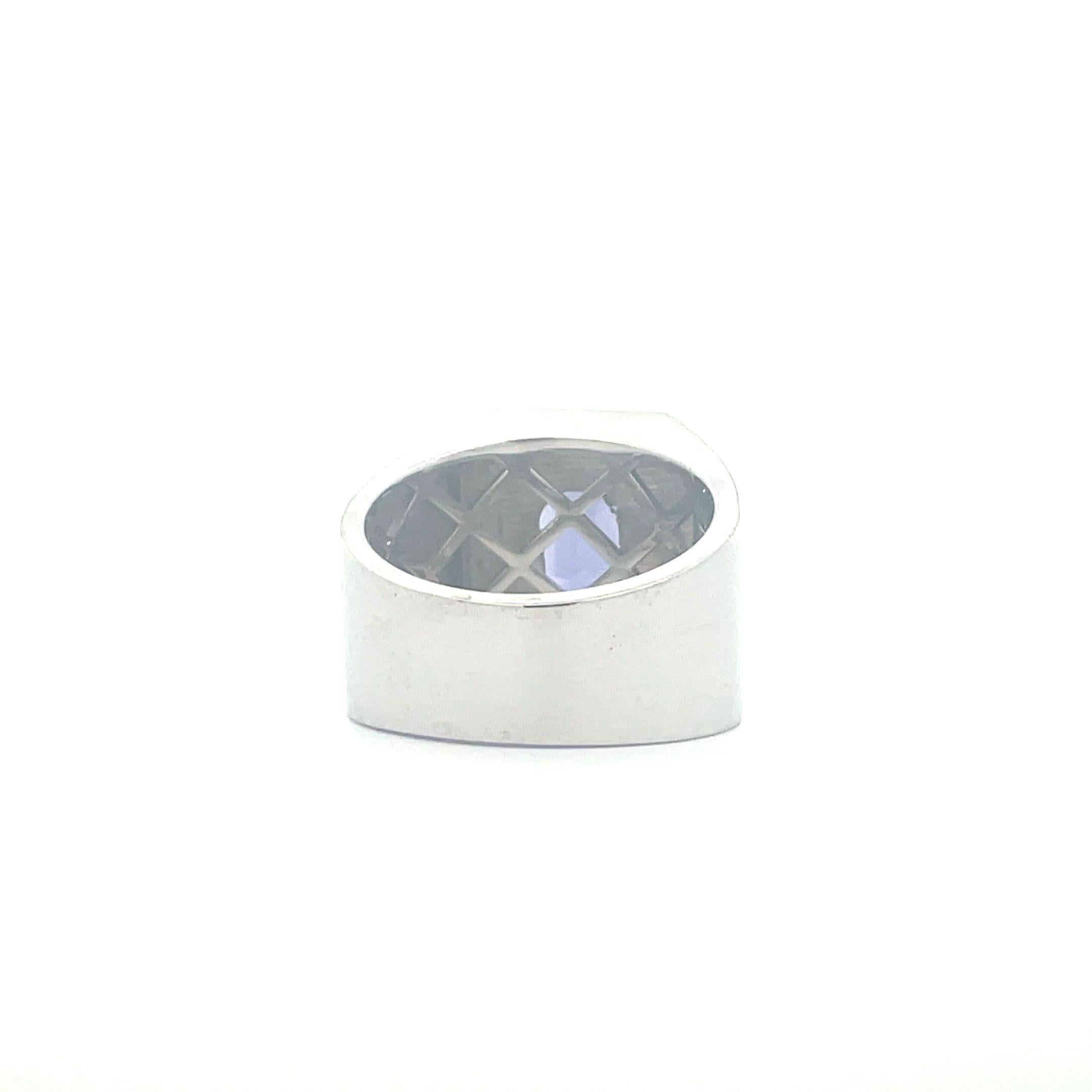 Art Deco 5.38 ct. Emerald Cut Tanzanite Diamond Halo Men's Ring in 14K White Gold