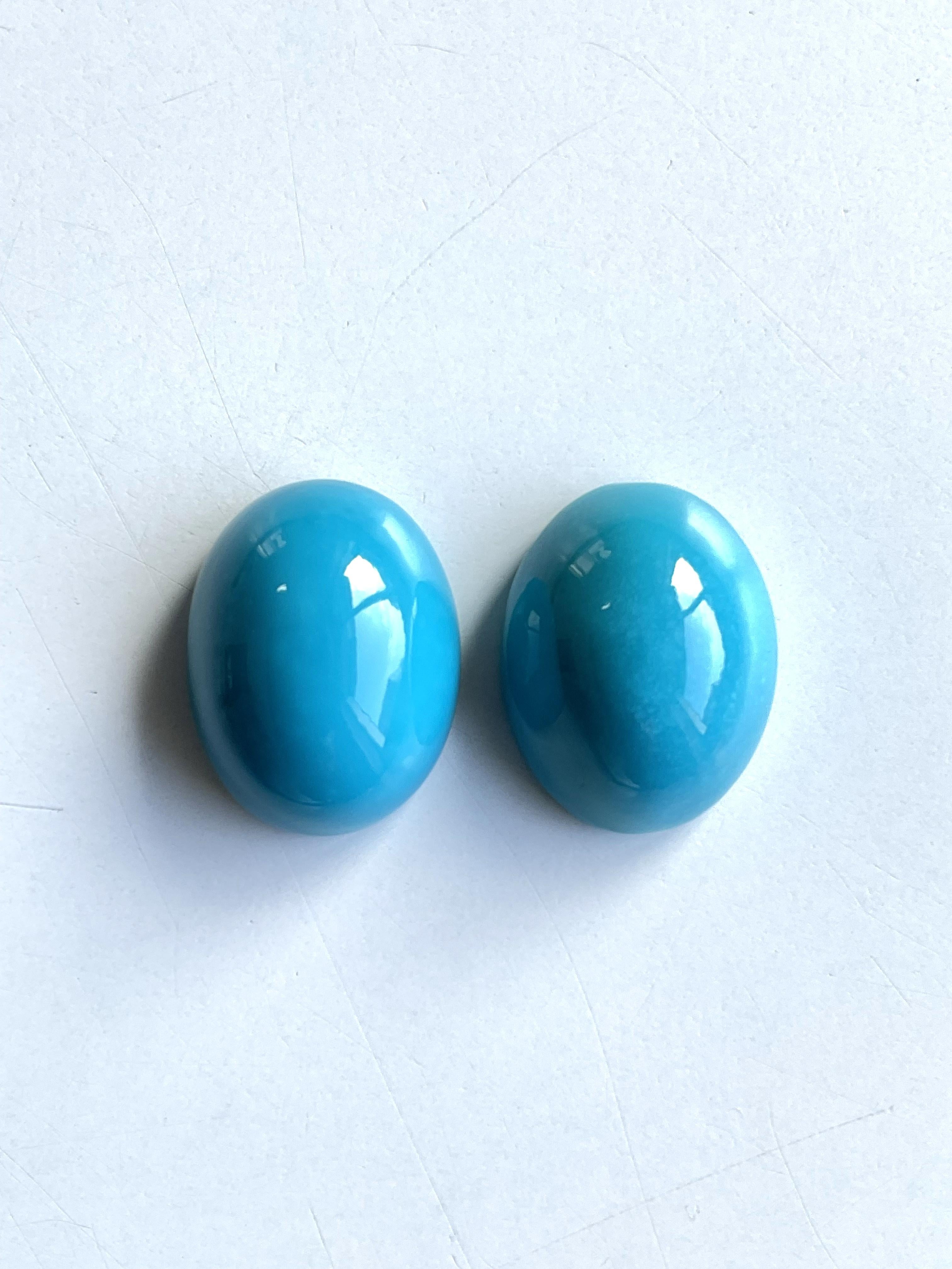 Taille cabochon 53.80 Carats Turquoise Arizona Cabochons 2 Pieces Paire Pour Bijoux Gemmes Naturelles en vente