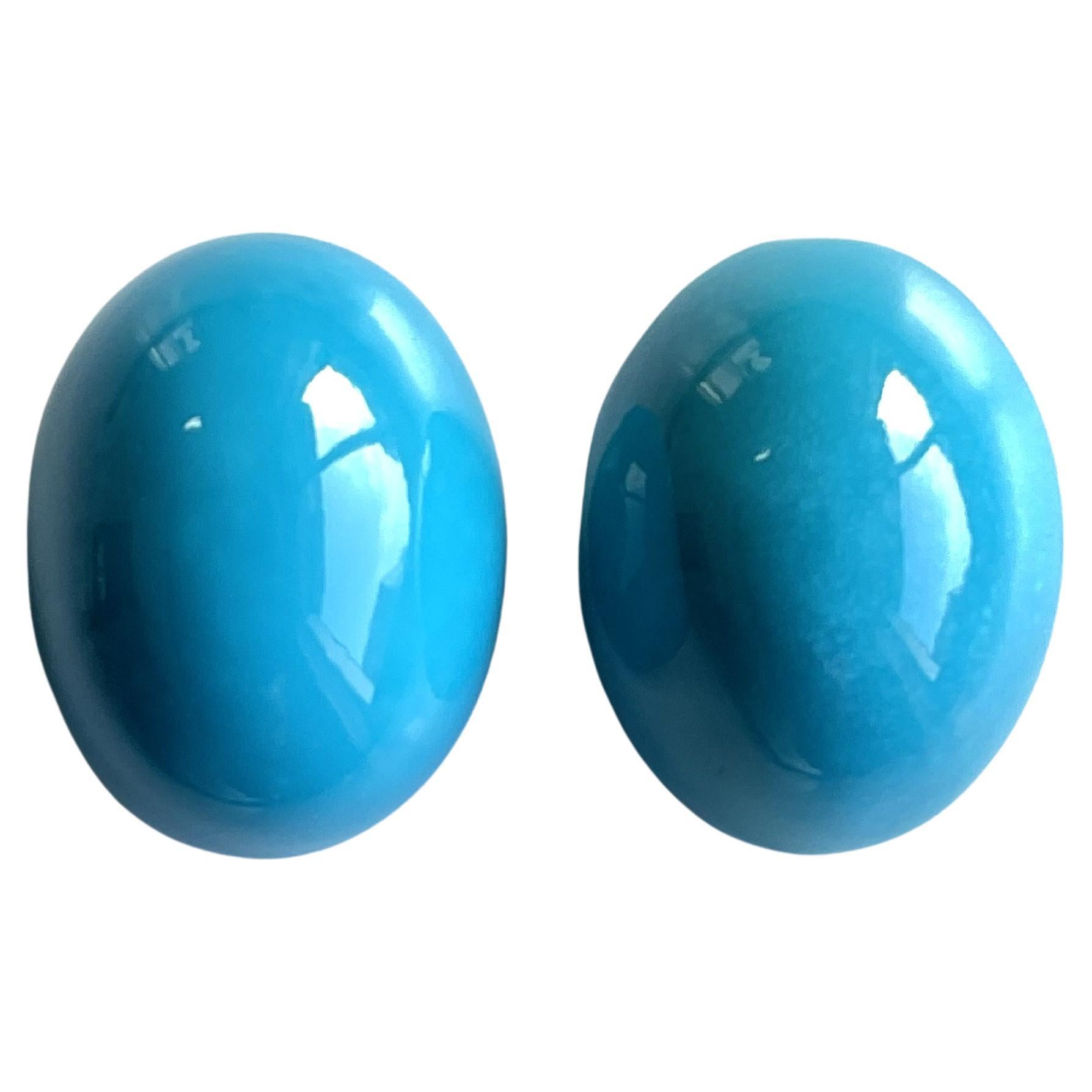 53.80 Carats Turquoise Arizona Cabochons 2 Pieces Paire Pour Bijoux Gemmes Naturelles en vente