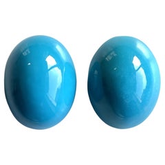 53.80 Carats Turquoise Arizona Cabochons 2 Pieces Paire Pour Bijoux Gemmes Naturelles