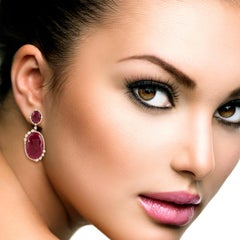 53,85 Karat Rubin 18 Karat Gold Diamant-Ohrringe