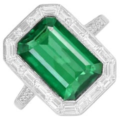Bague de fiançailles Art déco taille émeraude (environ 5,30 carats), platine