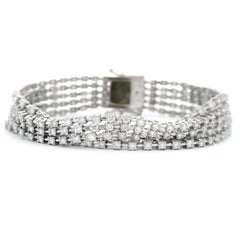 5.38ct Five-Row Diamond Tennis Bracelet 18k White Gold