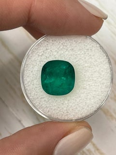 5.39 Carat Intense Green Colombian Emerald - Minor Oil Cushion Cut May Birthston