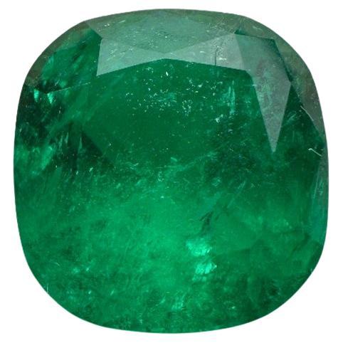 5.39 Carat Intense Green Colombian Emerald - Minor Oil Cushion Cut May Birthston