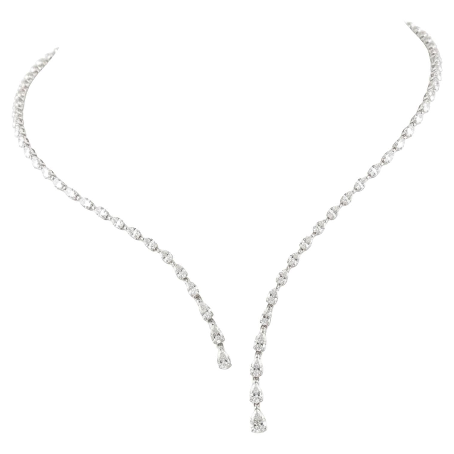 Collana Lariat con diamanti da 5,39 carati Regalo per lei Regalo di anniversario in oro bianco 14K