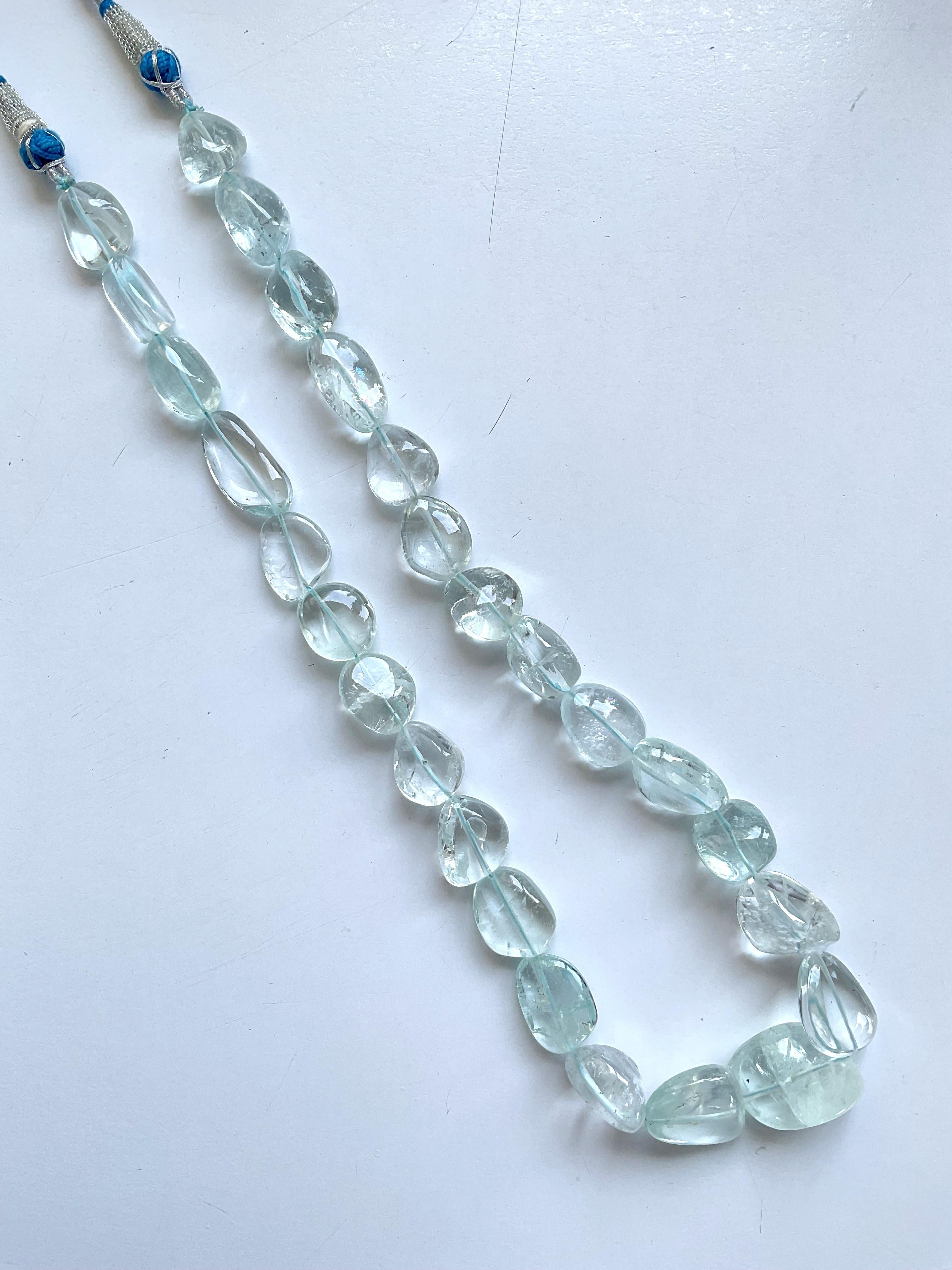 539.50 Karat Aquamarin Halskette Getrommelt Ebene Top-Qualität natürlichen Edelstein im Zustand „Neu“ im Angebot in Jaipur, RJ