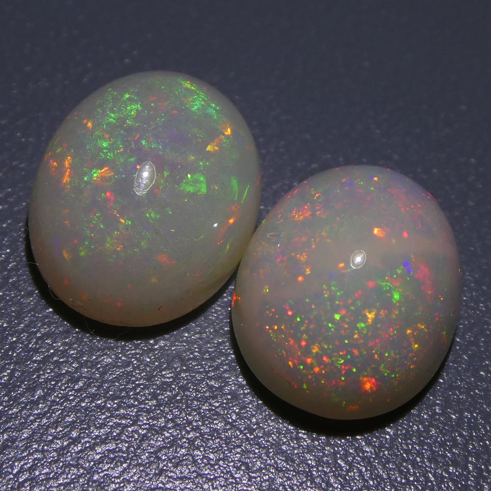 5.39ct Oval Cabochon White Opal Pair For Sale 5