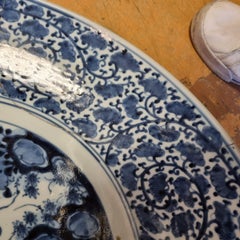 Antique Kraak Edo Period 1680-1690 Japanese Porcelain Huge Charger Arita