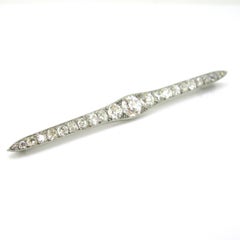 5.3 Carat Diamonds Edwardian White Gold Platinum Bar Brooch