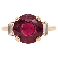 5.3ct Madagascar Ruby Ring w Earth Mined Diamonds in Solid 14K Gold Round 10mm