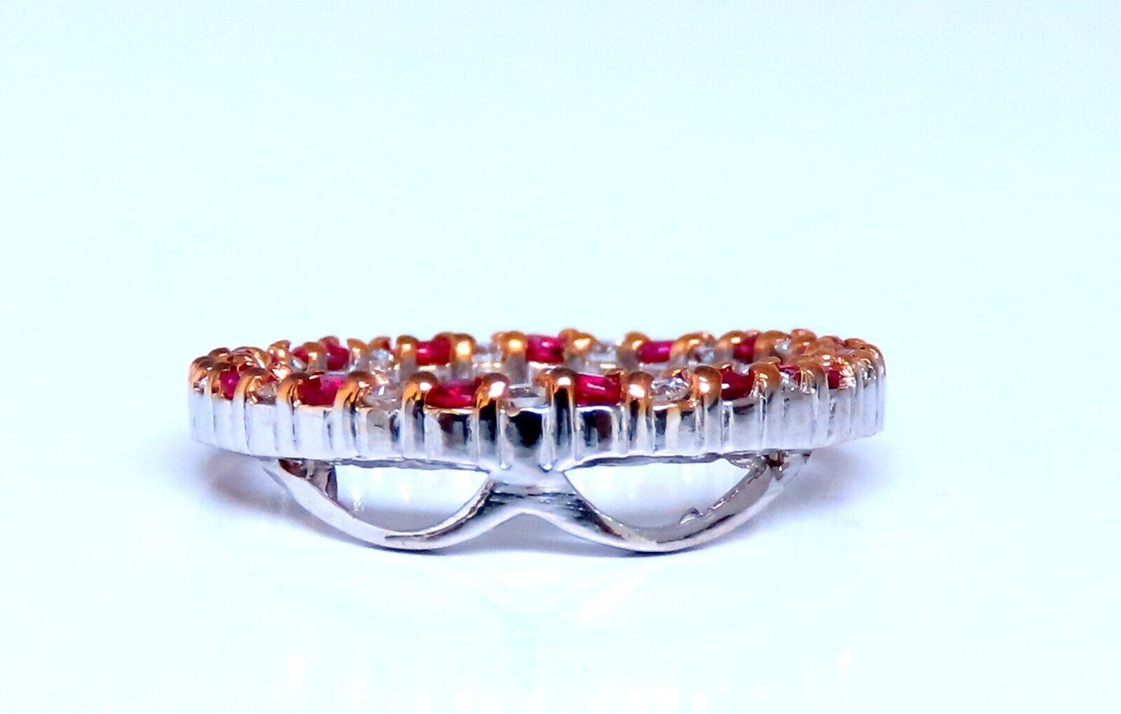 Taille ronde .53ct rubis rouge naturel diamant pendentif cercle ouvert 14kt en vente